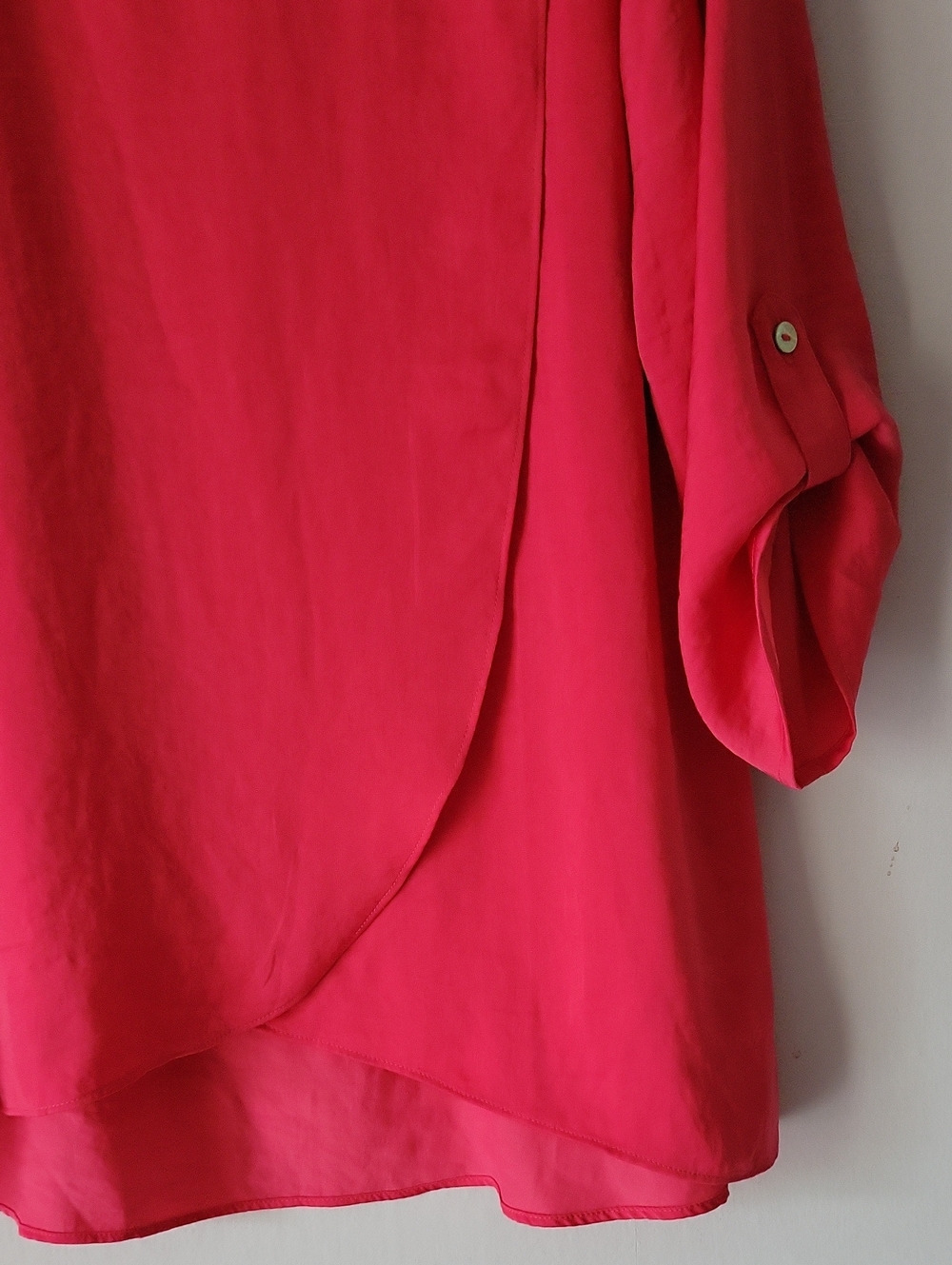 Chico's Hot Pink Draped Roll-Tab Blouse - Picture 3 of 4